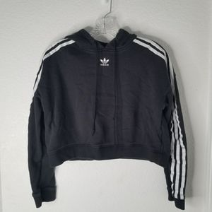 Adidas Black and White 3 Stripes Logo Hoodie Sweatshirt Size XS